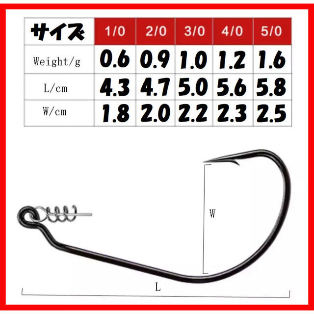 ワームキーパー オフセット フック 釣り 針 ワーム ルアー バス釣り 海釣りd スポーツ/アウトドアのフィッシング(ルアー用品)の商品写真