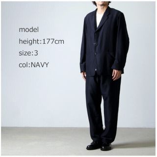 COMOLI - COMOLI コモリ 21AW ウールシルク セットアップ ネイビーの