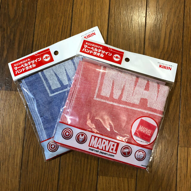 MARVEL(マーベル)のマーベル×キリンコラボ　ハンドタオル　未使用未開封（2枚） エンタメ/ホビーのコレクション(ノベルティグッズ)の商品写真