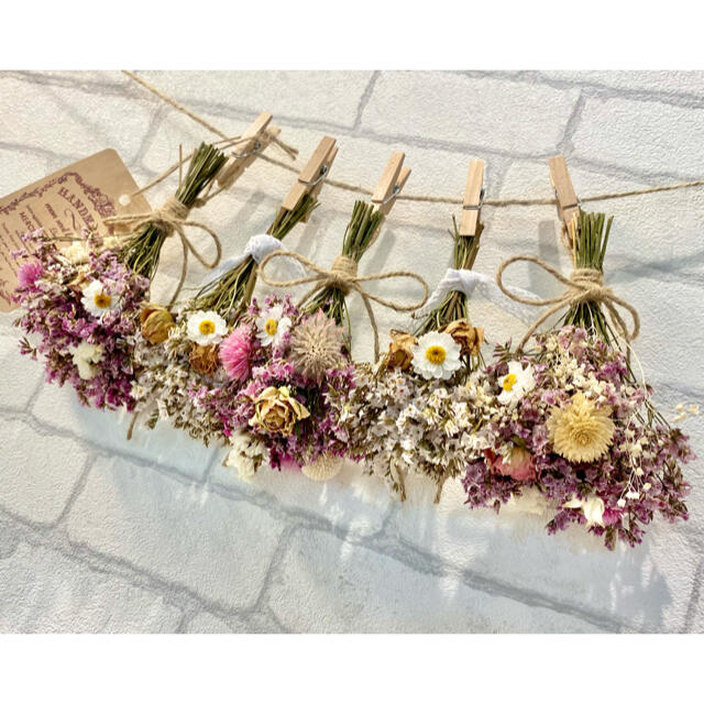 ドライフラワー スワッグ ガーランド❁380 ピンク薔薇 スターチス白 ... ドライフラワー スワッグ ガーランド❁380 ピンク薔薇 スターチス白 花束
