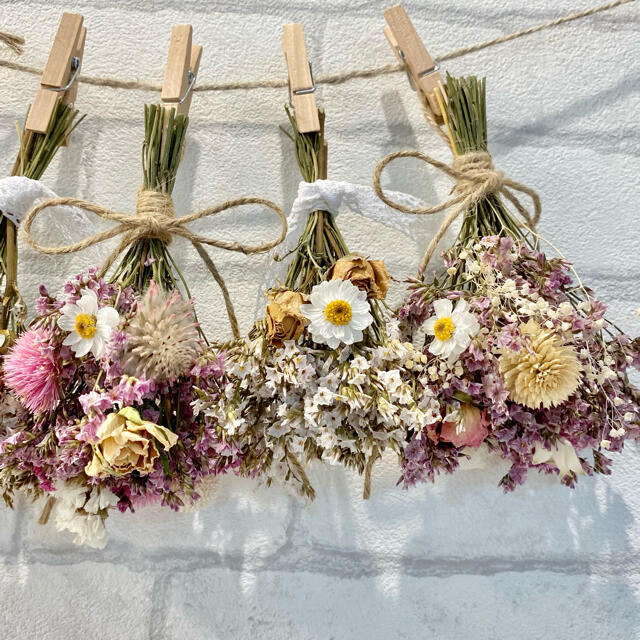 ドライフラワー スワッグ ガーランド❁380 ピンク薔薇 スターチス白 ドライフラワー スワッグ ガーランド❁380 ピンク薔薇 スターチス白