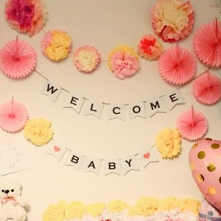 ベビーシャワーマタニティフォトに♡welcome babyガーランド　写真飾り(ウェルカムボード)