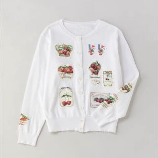 ジェーンマープル(JaneMarple)のCherry labels decoupage cardigan(カーディガン)