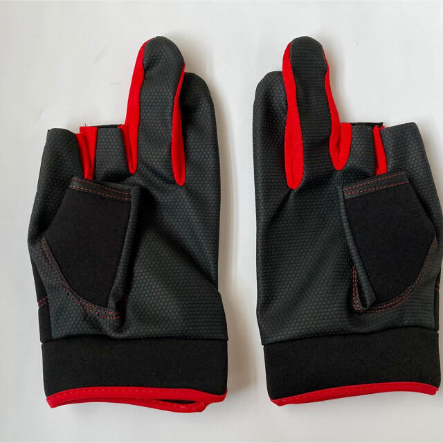 フィッシンググローブ 赤 レッド 3本指出し 釣り用手袋 アウトドア 防寒 防滑 スポーツ/アウトドアのフィッシング(ウエア)の商品写真