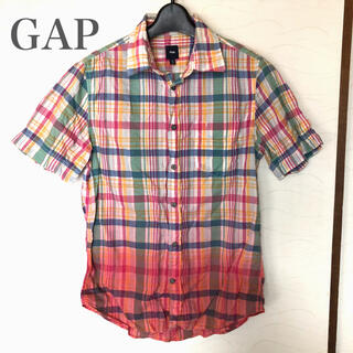 ギャップ(GAP)のGAP半袖チェックシャツメンズグラデーションXSサイズチェック柄 半袖シャツ(シャツ)