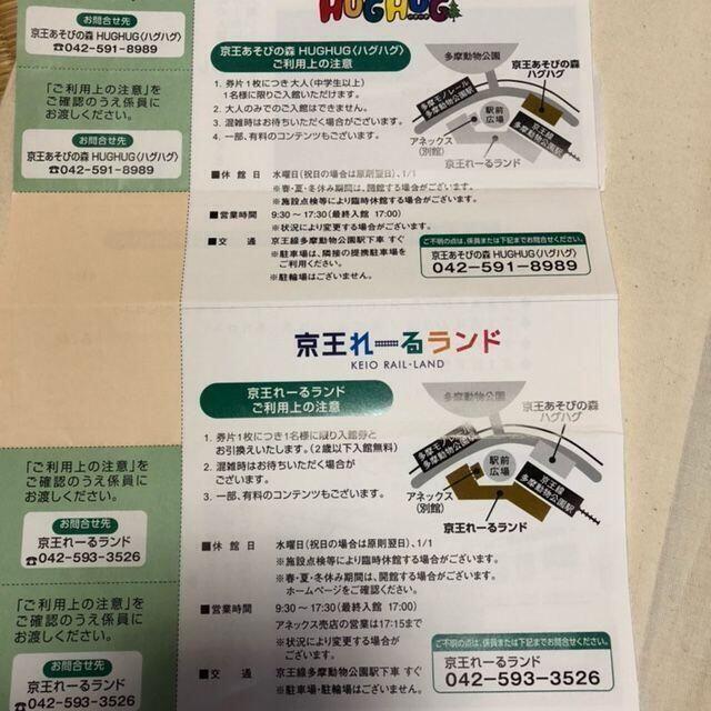 京王あそびの森HUGHUGと京王レールランド　株主優待招待券 チケットの施設利用券(遊園地/テーマパーク)の商品写真