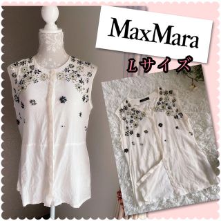 マックスマーラ(Max Mara)の♡シルク混　マックスマーラー　ビジューフラワーカットソー♡(シャツ/ブラウス(半袖/袖なし))