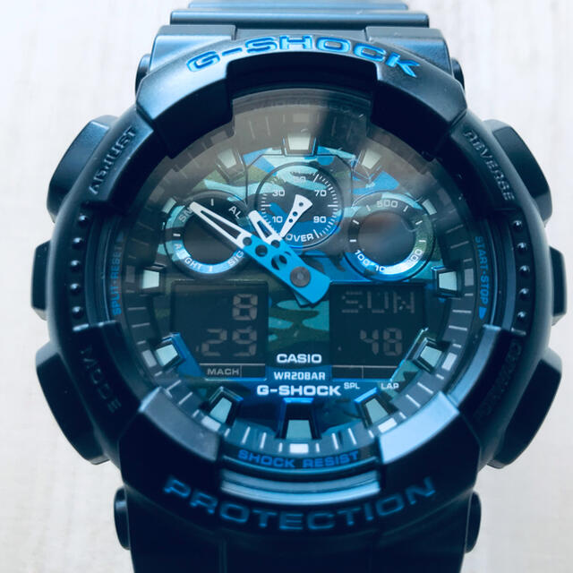 ☆【美品】カシオG-SHOCK GA-100CB ブルーカモフラージュ柄