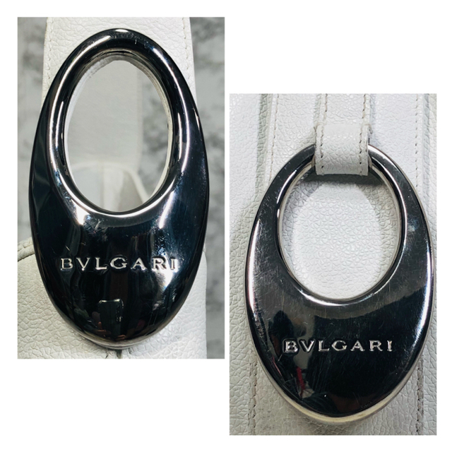 BVLGARI(ブルガリ)の☆美品☆ BVLGARI ショルダー ハンドバッグ レザー ホワイト　シルバー レディースのバッグ(ハンドバッグ)の商品写真