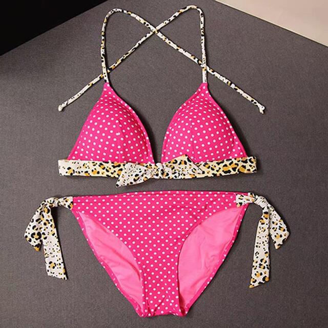 ホルターネック 三角ビキニ ドット柄 ピンク bikini セパレート水着 水着 驚きの価格が実現！