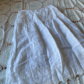 ムジルシリョウヒン(MUJI (無印良品))の無印良品　リネン　刺繍　スカート(ひざ丈スカート)