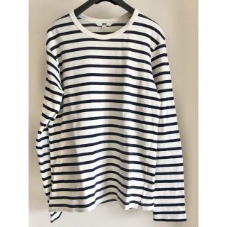 ユニクロ(UNIQLO)のUNIQLOユニクロ　ボーダーカットソー 長袖　白紺　Sサイズ(Tシャツ/カットソー(七分/長袖))