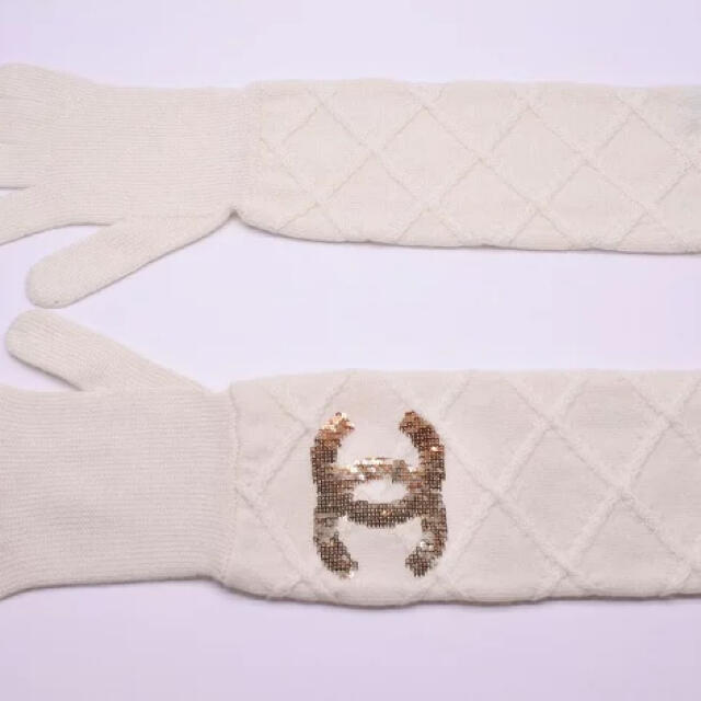 CHANEL シャネル ロング手袋 カシミア手袋 スパンコールココマーク