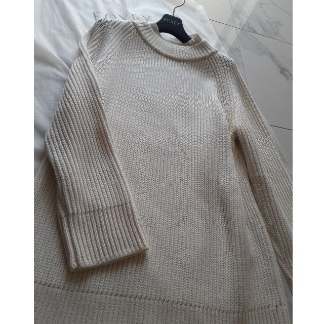 FOXEY.フォクシーブティック、42、希少、7分袖、ニット、グレー、美品