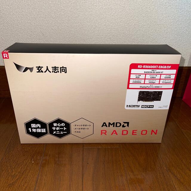 新品 玄人志向 RX 6600XT RD-RX6600XT-E8GB/DFPCパーツ