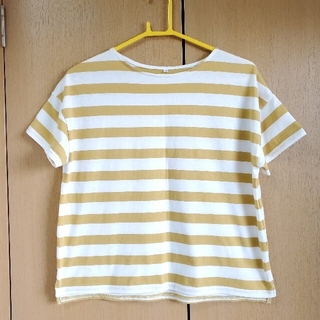 Honeys　レディーストップス　ボーダー　Tシャツ　イエロー　Sサイズ(Tシャツ(半袖/袖なし))
