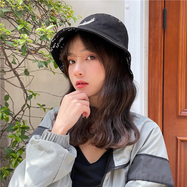 新生活 リバーシブル 韓国 帽子 黒 ストリート バケットハット 男女兼用