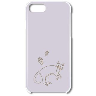 485_パープルにゃんこ　スマホケース ハード 白地 ほぼ全機種対(モバイルケース/カバー)