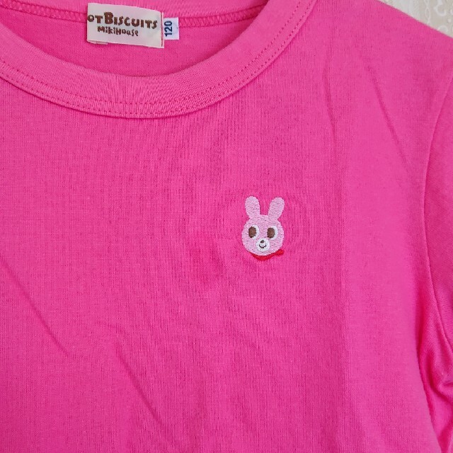 mikihouse(ミキハウス)のミキハウス（HOT.B）♥ワンポイントカットソー♥濃ピンク♥120cm キッズ/ベビー/マタニティのキッズ服女の子用(90cm~)(Tシャツ/カットソー)の商品写真