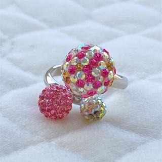 スワロフスキー(SWAROVSKI)のキラキラ3玉リング(リング(指輪))