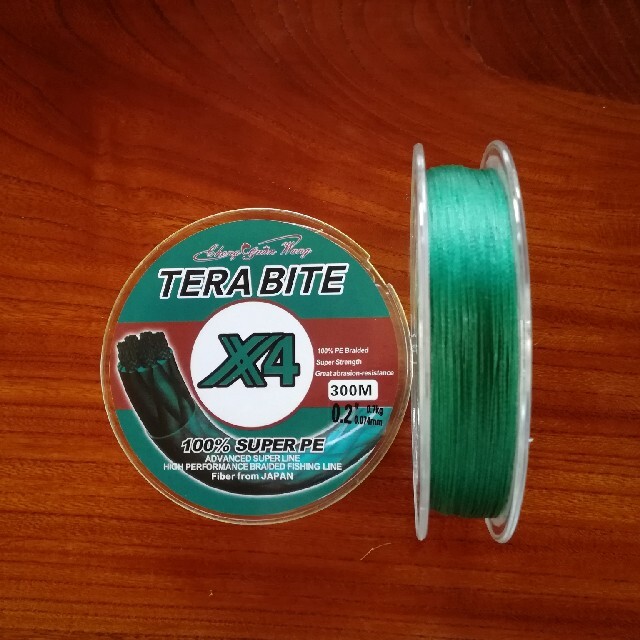 TERABITE PEライン(4本編み),300m巻,0.2# スポーツ/アウトドアのフィッシング(釣り糸/ライン)の商品写真