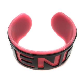 FENDI - フェンディ バングル ブレスレット ワイド ロゴ バイカラー 黒