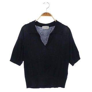 ジョンスメドレー(JOHN SMEDLEY)のジョンスメドレー ニットスキッパーポロシャツ 五分袖 カットソー S ネイビー(ポロシャツ)