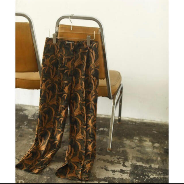 レディースJacquard Slit Trousers -ORANGE