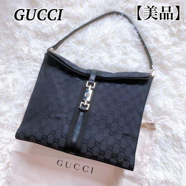 早割り 【美品】GUCCI ハンドバッグ GG柄 ジャッキー 黒 キャンバス