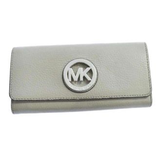 マイケルコース(Michael Kors)のMICHAEL KORS(マイケルコース)MKロゴ金具レザー長財布 グレー(財布)