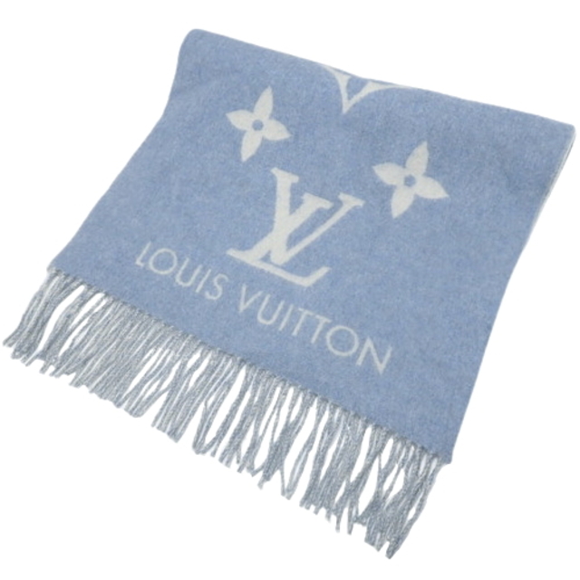 LOUIS VUITTON(ルイヴィトン)のルイ・ヴィトンマフラー カシミヤ デニム 水色 グレー 40800075973 レディースのファッション小物(マフラー/ショール)の商品写真