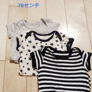 シマムラ(しまむら)の 半袖ロンパース3枚セット 70センチ(肌着/下着)