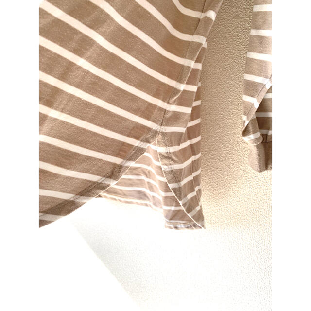 しまむら(シマムラ)のスリット ボーダー ロングTシャツ レディースのトップス(Tシャツ(長袖/七分))の商品写真