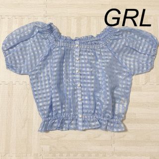 グレイル(GRL)のレディース　シースルートップス　ギンガムチェック　夏(シャツ/ブラウス(半袖/袖なし))