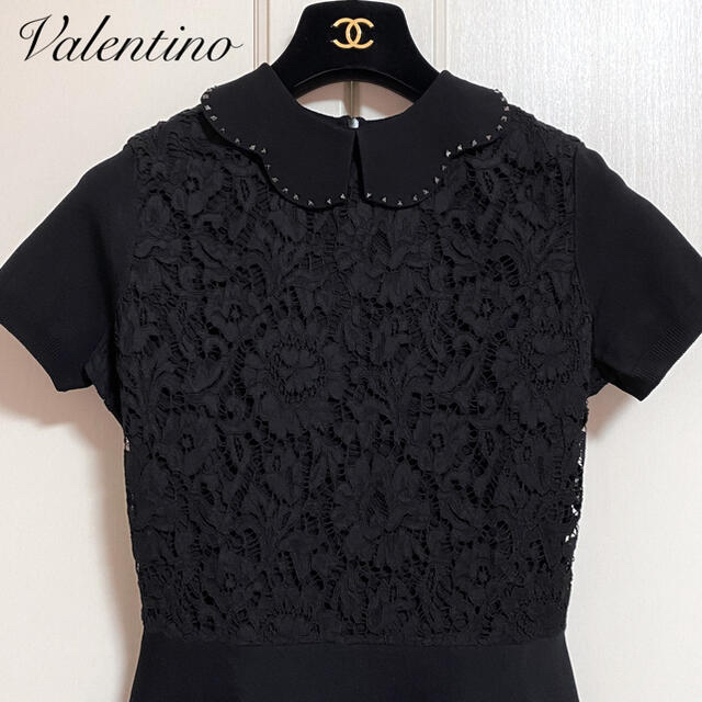 VALENTINO - 新品同様【VALENTINO】スタッズ襟レーススカラップ