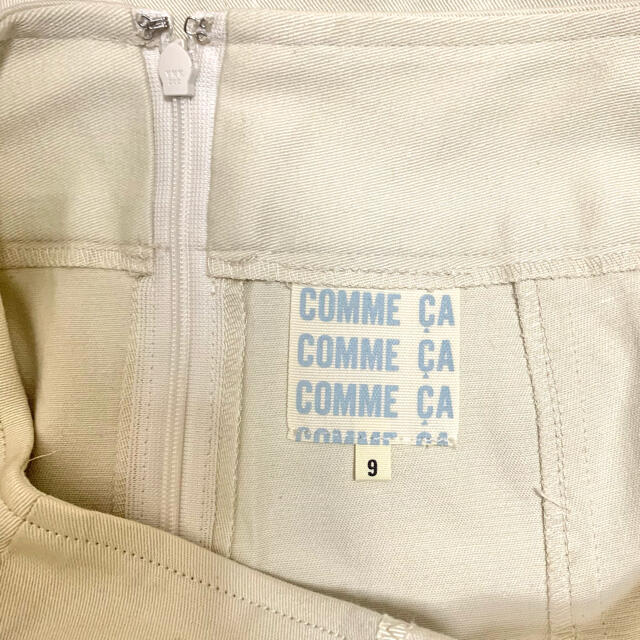 COMME CA ISM(コムサイズム)の【新品未使用】タグ付き コムサ　白　ベージュ クリーム タイトスカート　M 9号 レディースのスカート(ひざ丈スカート)の商品写真