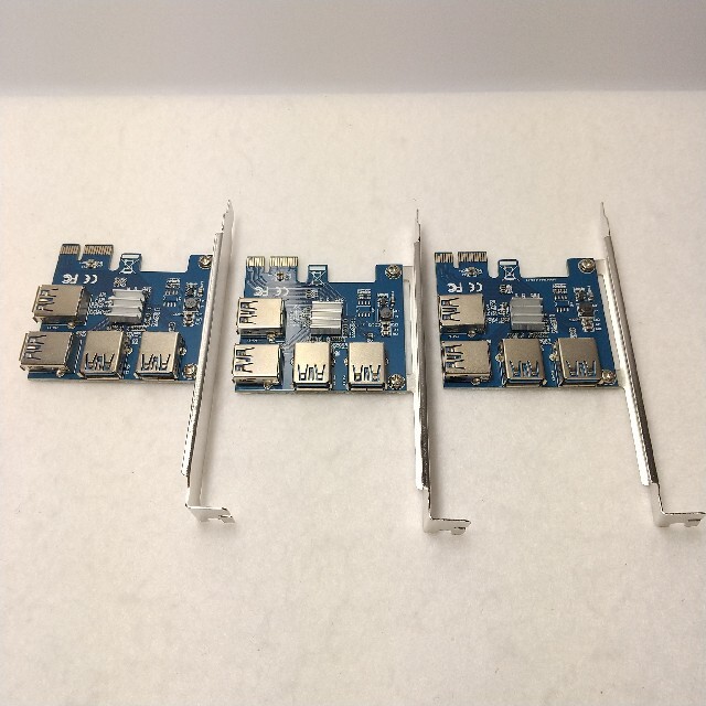 3個 4分岐PCI-E  USB3.0 ライザーケーブル接続カード マイニング用約41g総重量
