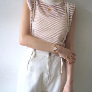 ザラ(ZARA)のリュミエ　lumier パイピングメッシュノースリーブプルオーバー　トップス(Tシャツ(半袖/袖なし))