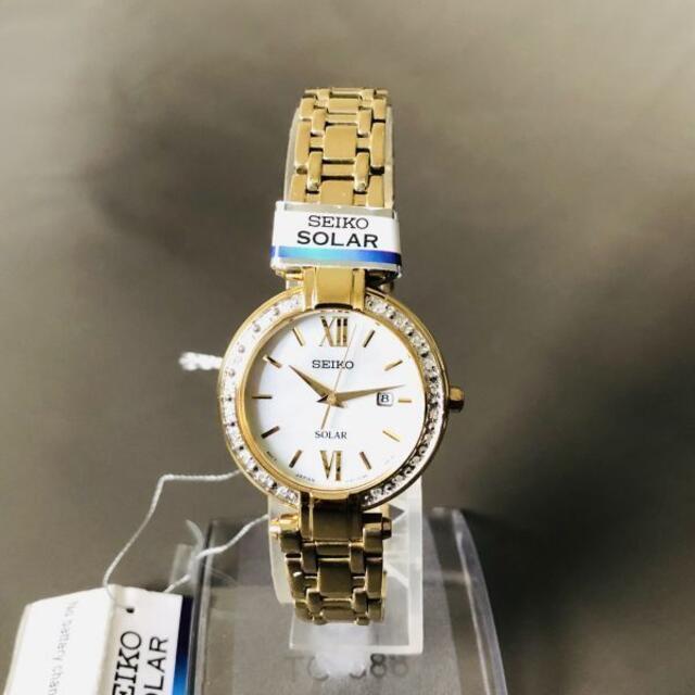【新品】セイコー ソーラー SEIKO 腕時計 真珠ダイアル レディース ダイヤ
