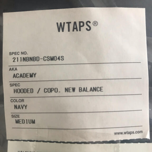 W)taps(ダブルタップス)のWTAPS ACADEMY HOODED NEW BALANCE Mサイズ メンズのトップス(パーカー)の商品写真