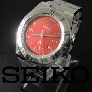 セイコー(SEIKO)の【稼働品】SEIKO　LUKIA　レディース腕時計　赤文字盤　電池交換済(腕時計)