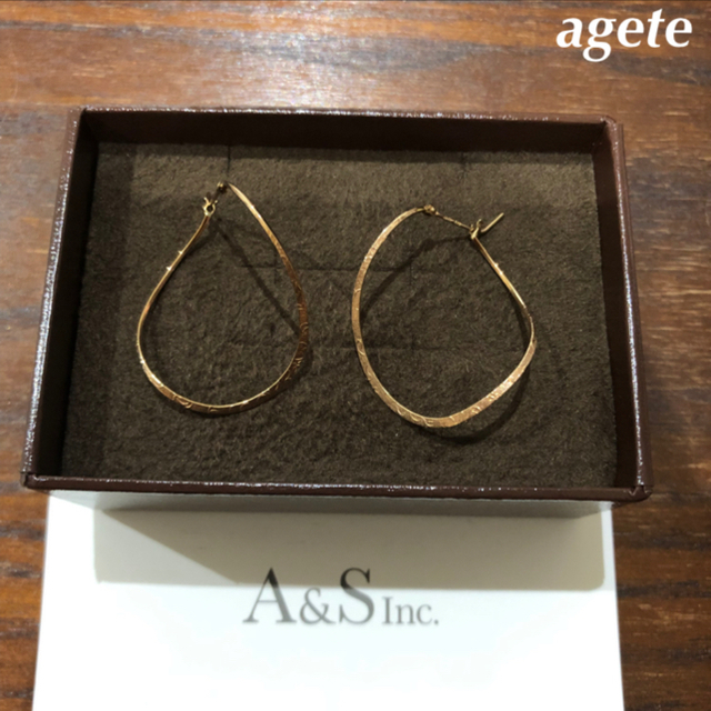 美品 agete k10 フープピアス - ピアス