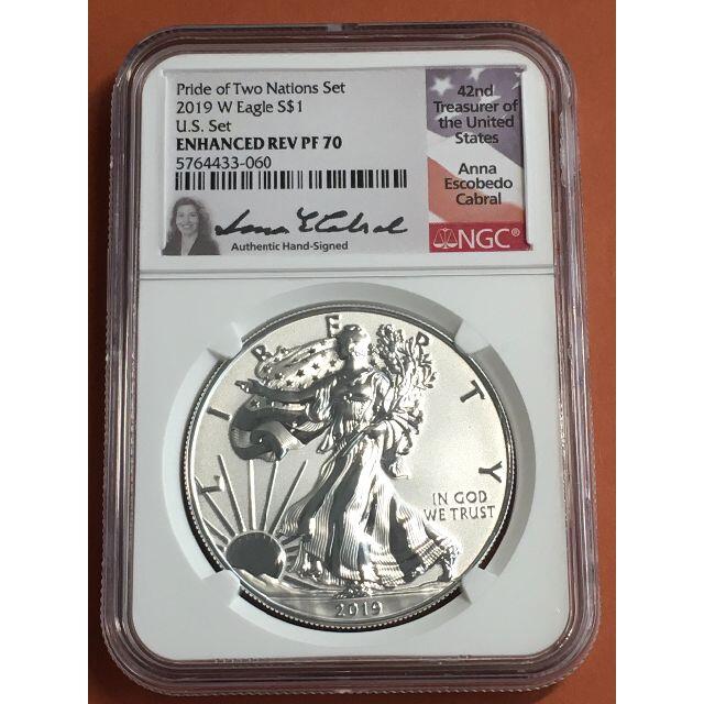 2019年 アメリカ　シルバーイーグル　1ドル　銀貨　PF70 NGC
