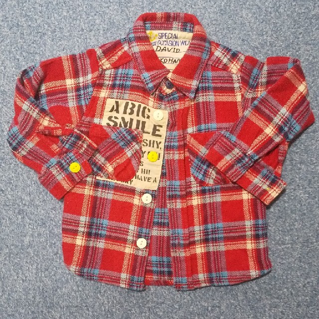 JUNK STORE(ジャンクストアー)のJUNKSTORE＊チェックシャツ＊赤系＊90㎝ キッズ/ベビー/マタニティのキッズ服男の子用(90cm~)(ジャケット/上着)の商品写真