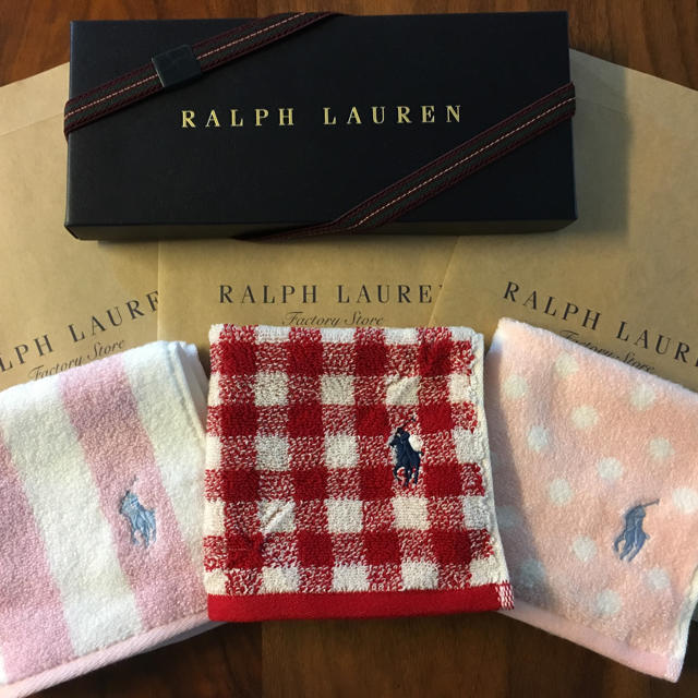 Ralph Lauren(ラルフローレン)の3枚⭐︎タオルハンカチ⭐︎ラルフローレン 新品 ギフト レディースのファッション小物(ハンカチ)の商品写真