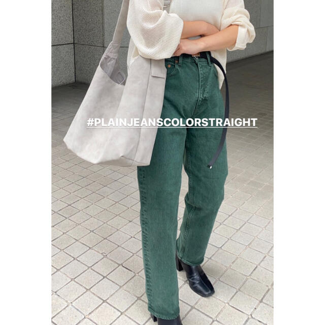 MOUSSY PLAIN JEANS COLOR STRAIGHTダークグリーン