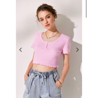 アリシアスタン(ALEXIA STAM)のMellow Hem Rib Cropped Top Pink(カットソー(半袖/袖なし))