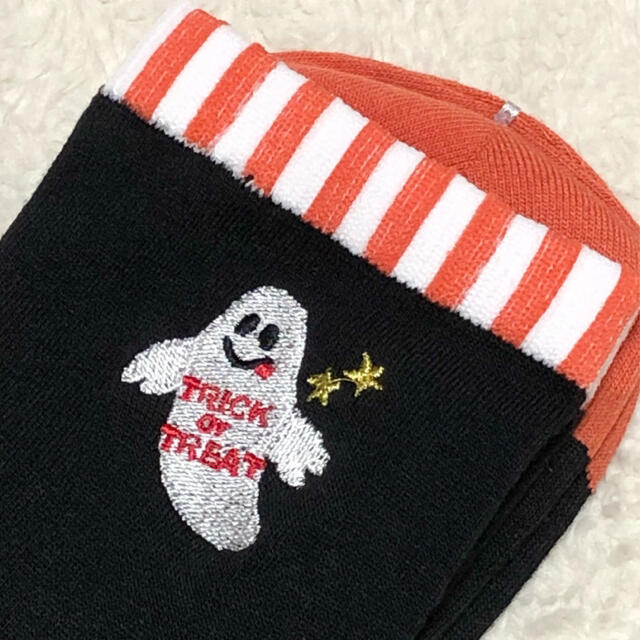 【新品/19〜24cm】ハロウィンワンポイント刺繍入靴下2足セット キッズ/ベビー/マタニティのこども用ファッション小物(靴下/タイツ)の商品写真