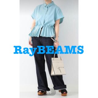 レイビームス(Ray BEAMS)のRay BEAMS 　プリーツキリカエ　ハーフスリーブ　シャツ　ライトブルー(シャツ/ブラウス(半袖/袖なし))