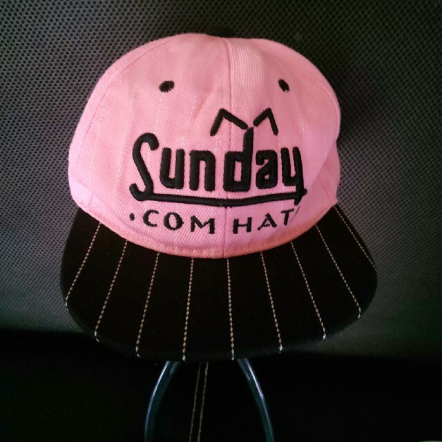 子供ピンクストライプ帽子５５cm キッズ/ベビー/マタニティのこども用ファッション小物(帽子)の商品写真